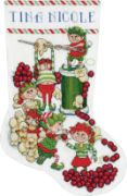 Picture of Design Works Cross Stitch Stocking Kit 17" Popcorn Elves (14 Count)
