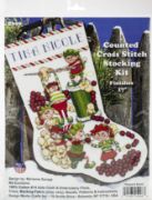 Picture of Design Works Cross Stitch Stocking Kit 17" Popcorn Elves (14 Count)