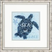 Picture of Dimensions Counted Cross Stitch Kit 6"X6"-Sea Turtle (14 Count)