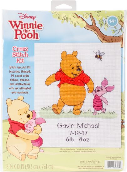Picture of Dimensions Disney Counted Cross Stitch Kit 8"X10"-Winnie The Pooh Birth Record (14 Count)