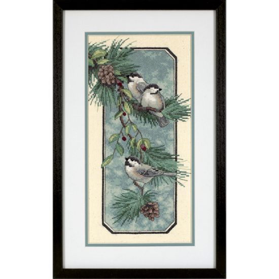 Picture of Chickadees On A Branch Stamped Cross Stitch Kit 8"X16"