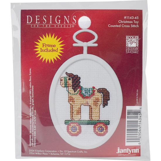 Picture of Christmas Toy Mini Counted Cross Stitch Kit 2.75" Oval 18 Count