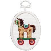 Picture of Christmas Toy Mini Counted Cross Stitch Kit 2.75" Oval 18 Count
