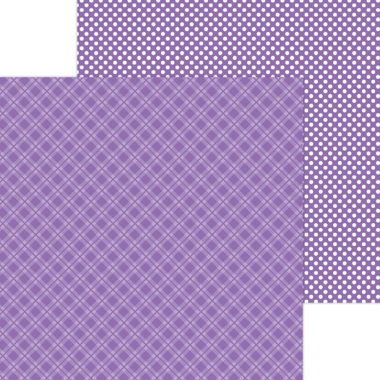 Picture of Doodlebug Petite Prints Plaid/Polka Dot Cardstock 12"X12"-Orchid