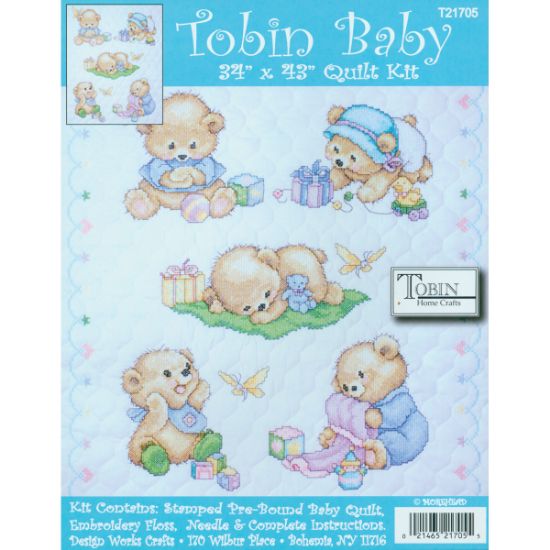 Picture of Baby Bears Quilt Stamped Cross Stitch Kit 34"X43"