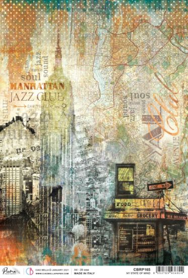 Picture of Ciao Bella Rice Paper Sheet A4 5/Pkg NY State Of Mind, Blue Note