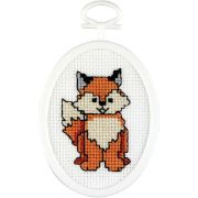 Picture of Fox Mini Counted Cross Stitch Kit 2.75" Oval 18 Count