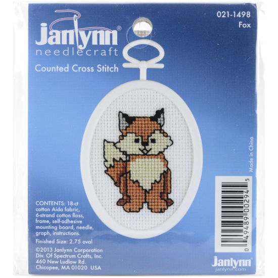 Picture of Fox Mini Counted Cross Stitch Kit 2.75" Oval 18 Count