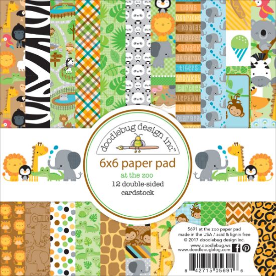 Picture of Doodlebug Double-Sided Paper Pad 6"X6" 24/Pkg At The Zoo