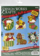 Picture of Design Works Plastic Canvas Ornament Kit 3"X4" Set Of 6 Christmas Pups (14 Count)