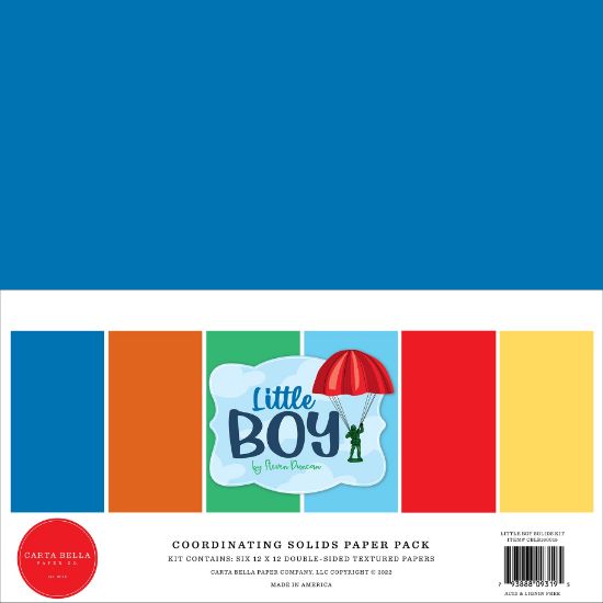 Picture of Carta Bella Double-Sided Solid Cardstock 12"X12" 6/Pkg-Little Boy, 6 Colors