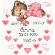 Picture of Girls Birth Announcement Counted Cross Stitch Kit 7.125"X9.5" 14 Count