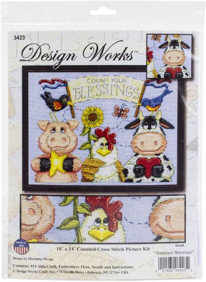 Picture of Design Works Counted Cross Stitch Kit 11"X14" Barnyard Blessings (14 Count)