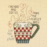 Picture of Friends And Coffee Mini Counted Cross Stitch Kit 5"X6" 14 Count