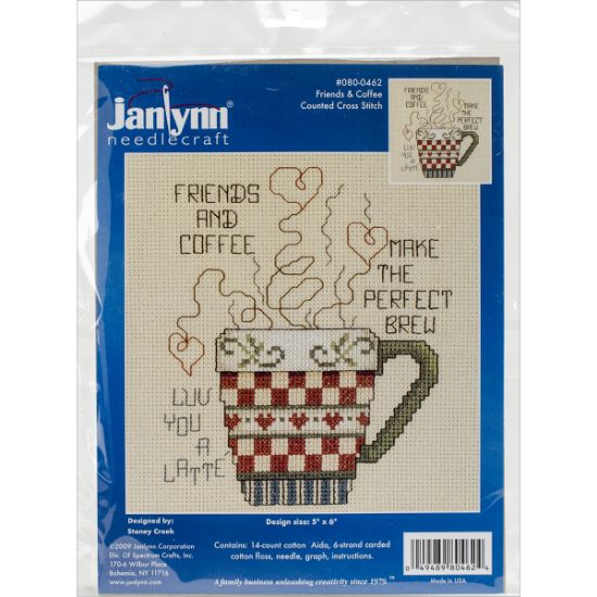 Picture of Friends And Coffee Mini Counted Cross Stitch Kit 5"X6" 14 Count