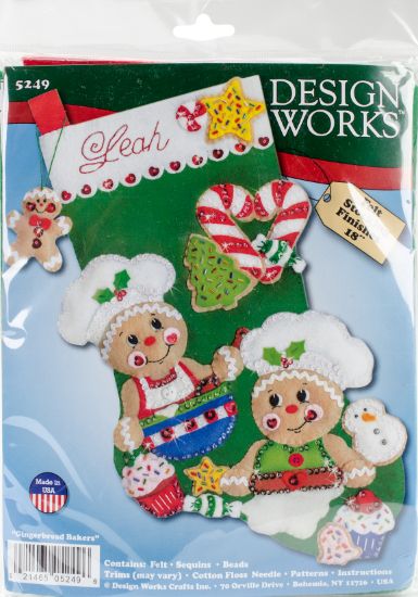 Picture of Gingerbread Bakers Stocking Felt Applique Kit 18" Long