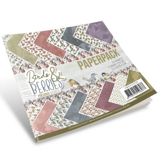 Picture of Find It Trading Precious Marieke Paper Pack 6"X6" 22/Pkg-Birds & Berries, Double-Sided