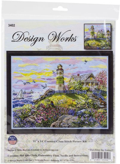 Picture of Design Works Counted Cross Stitch Kit 11"X14" Watching The Sunset (14 Count)