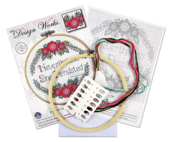 Picture of Design Works Counted Cross Stitch Kit 8" Round-Persist (11 Count)