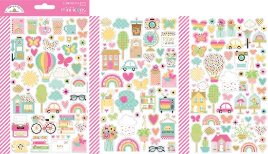 Picture of Dooblebug Mini Cardstock Stickers 12/Pkg-Mini Icons, Hello Again