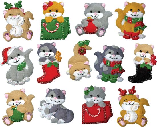 Picture of Design Works Felt Ornament Applique Kit 13/Pkg Holiday Cats