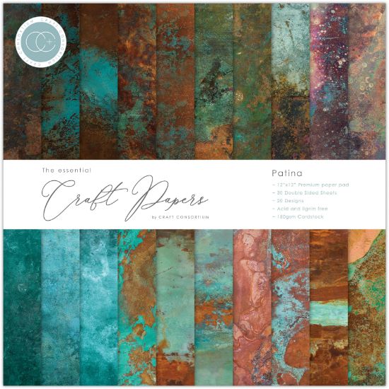 Picture of Craft Consortium Double-Sided Paper Pad 12"X12" 30/Pkg-Patina, 20 Designs