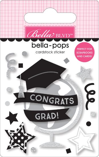 Picture of Cap & Gown Bella-Pops 3D Stickers-Congrats Grad, W/Foil Accents