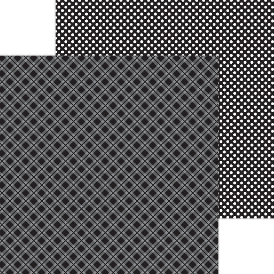 Picture of Doodlebug Petite Prints Plaid/Polka Dot Cardstock 12"X12"-Beetle Black