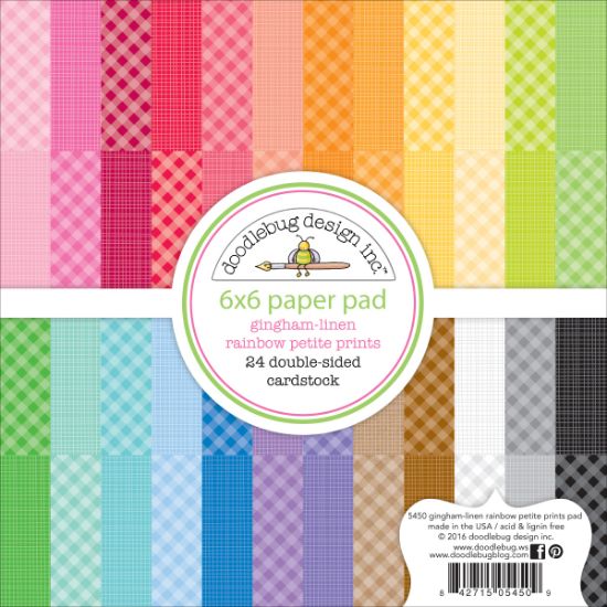 Picture of Doodlebug Petite Prints Double-Sided Paper Pad 6"X6" 24/Pkg Gingham/Linen, 12 Designs/2 Each