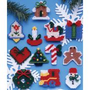 Picture of Country Christmas Ornaments Plastic Canvas Kit 2" 7 Count Set Of 12