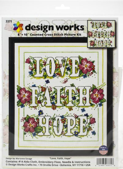 Picture of Design Works Counted Cross Stitch Kit 8"X10" Love & Faith (14 Count)