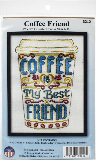 Picture of Design Works Counted Cross Stitch Kit 5"X7" Coffee (14 Count)