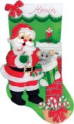 Picture of Design Works Felt Stocking Applique Kit 18" Long Santa W/Mouse