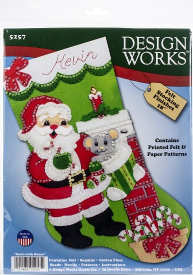 Picture of Design Works Felt Stocking Applique Kit 18" Long Santa W/Mouse