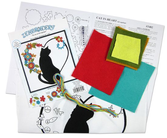 Picture of Design Works Felt Collage Applique Kit 12"X12"-Cat in Heart Silhouette