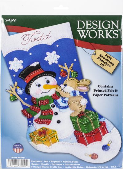 Picture of Design Works Felt Stocking Applique Kit 18" Long Busy Bunny