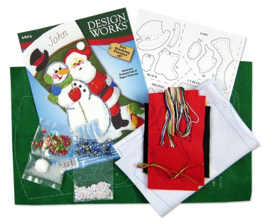 Picture of Design Works Felt Stocking Applique Kit 18" Long-Top Hat Friends