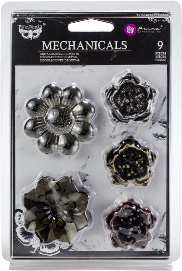 Picture of Finnabair Mechanicals Metal Embellishments Flowers, 1.5" - 2" 9/Pkg
