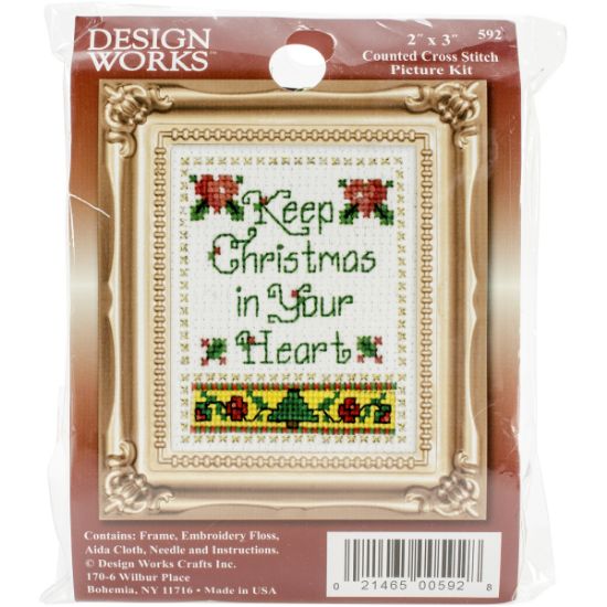 Picture of Christmas In Your Heart Ornament Counted Cross Stitch Kit 2"X3"