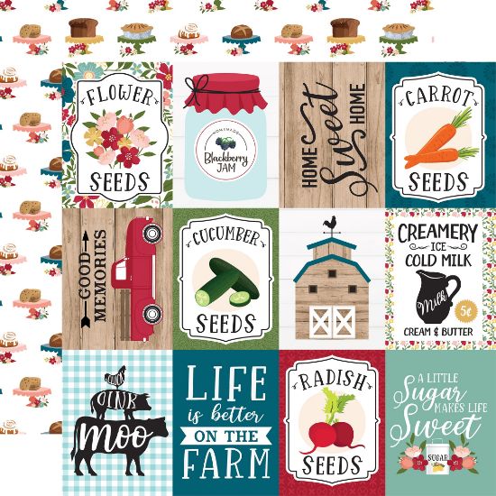 Picture of Farmer's Market Double-Sided Cardstock 12"X12" 3"X4" Journaling Cards