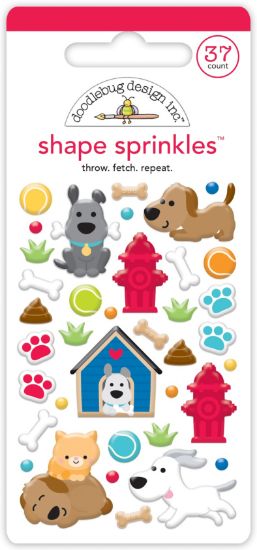 Picture of Doodlebug Sprinkles Adhesive Enamel Shapes-Throw Fetch Repeat