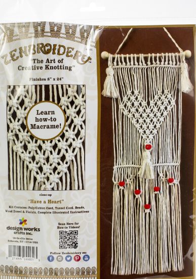 Picture of Design Works/Zenbroidery Macrame Wall Hanging Kit 8"X24" Have A Heart