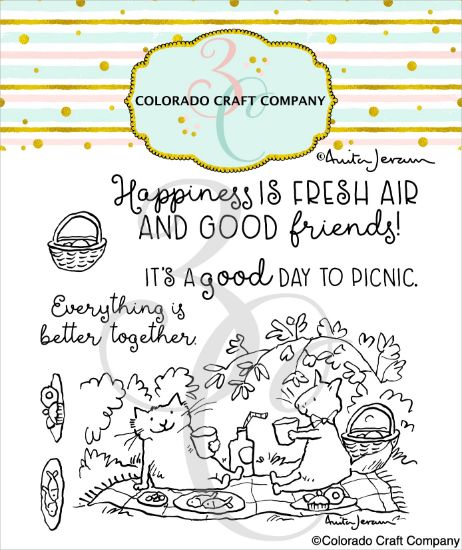 Picture of Colorado Craft Company Clear Stamps 4"X4"-Picnic Cats-By Anita Jeram
