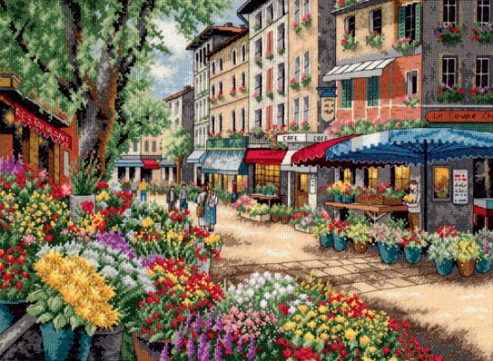 Picture of Gold Collection Paris Market Counted Cross Stitch Kit 15"X11" 18 Count