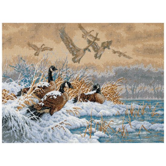 Picture of Gold Collection Winter Retreat Counted Cross Stitch Kit 16"X12" 18 Count