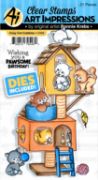 Picture of Art Impressions Critter Cubbies Clear Stamp & Die Set Cozy Cat