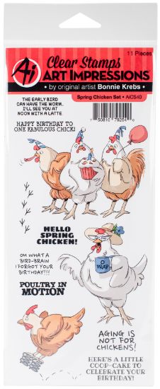 Picture of Art Impressions Funny Farm Cling Rubber Stamp Spring Chicken