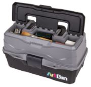 Picture of ArtBin Lift Tray Box W/2 Trays & Quick Access Lid Storage 8"X14"X7.5", Black & Gray