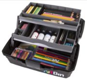 Picture of ArtBin Lift Tray Box W/2 Trays & Quick Access Lid Storage 8"X14"X7.5", Black & Gray