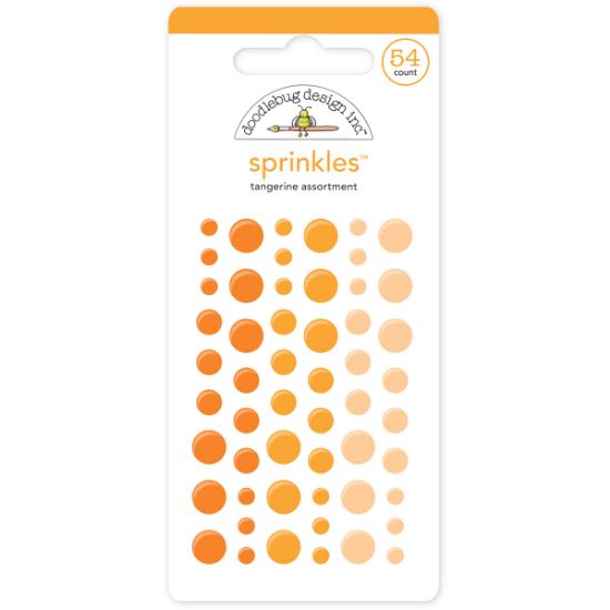 Picture of Doodlebug Sprinkles Adhesive Glossy Enamel Embellishments Tangerine Dots 54/Pkg